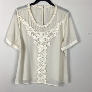 Vintage forever 21 cream ivory crochet top size large